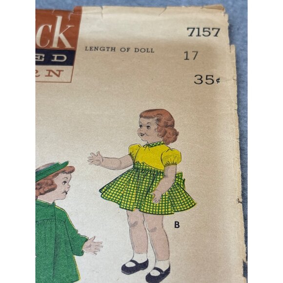 Butterick 7157 Doll Wardrobe Sewing Pattern for 17" Doll Retro Crafting 1950s - Picture 2 of 5